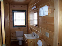 Log Cabin Rental - Full Kitchen View from Living Room - North Country Rivers